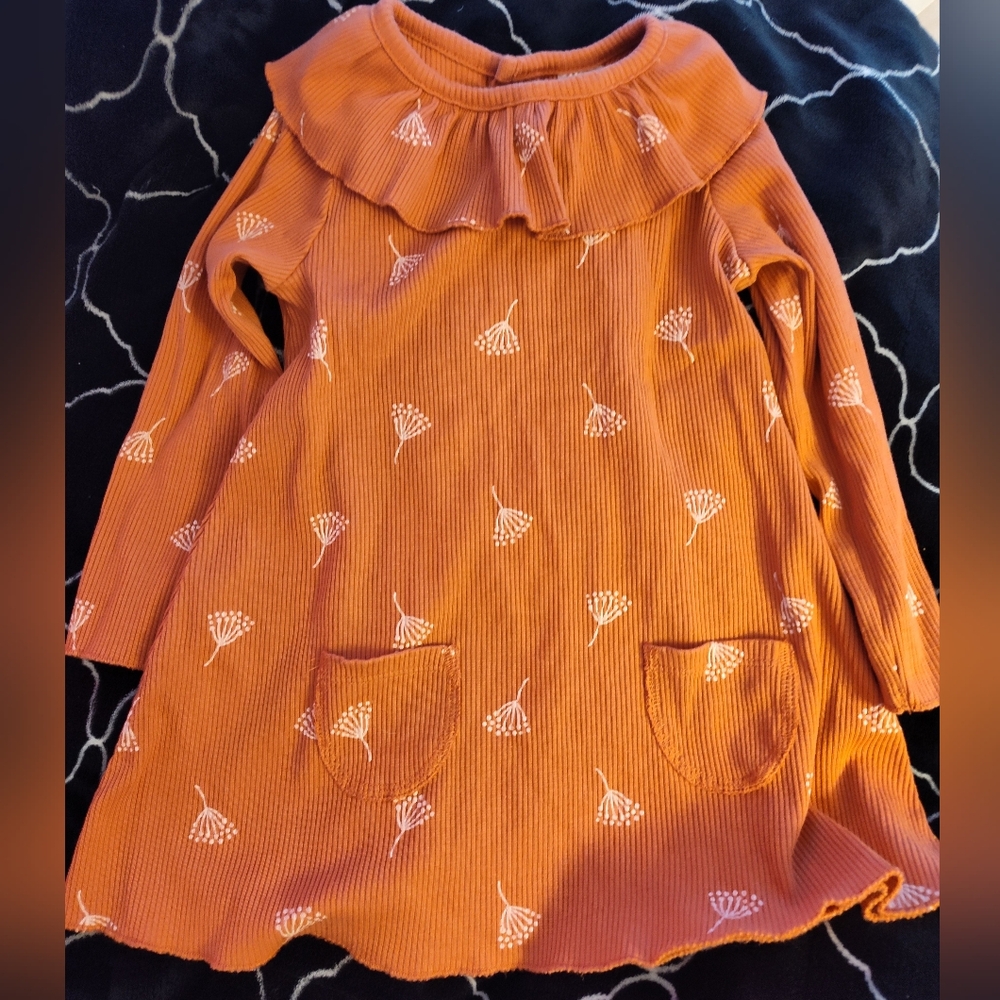 Modern Moments Orange Girls Floral Dress